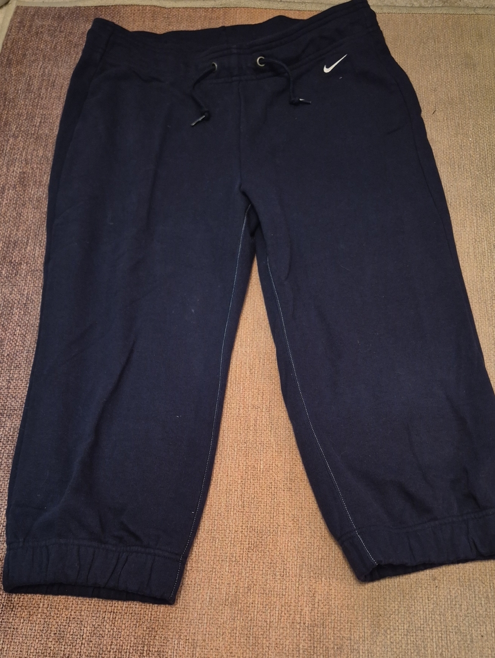 Nike Navy Capri Sweatpants with White Swoosh